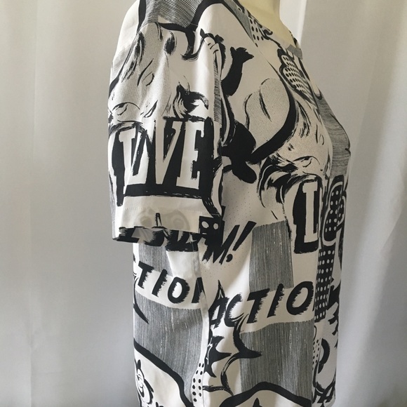 Equipment | Black and White Dynamic Cartoon Printed 16Mm Cdc Riley Cat Tee, Sm - Picture 6 of 8